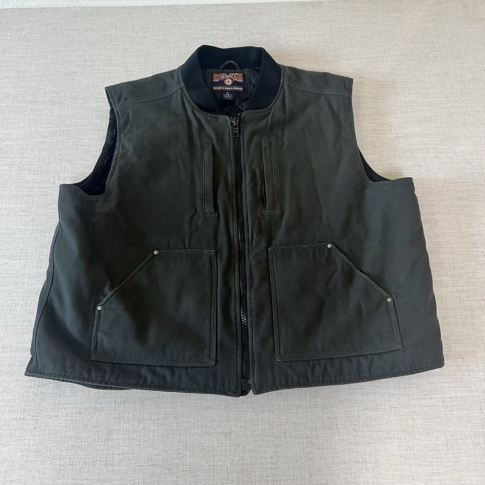Y2K Duluth Trading Co Men's 3XL Work Vest Canvas Quilted Lined Utility Pockets